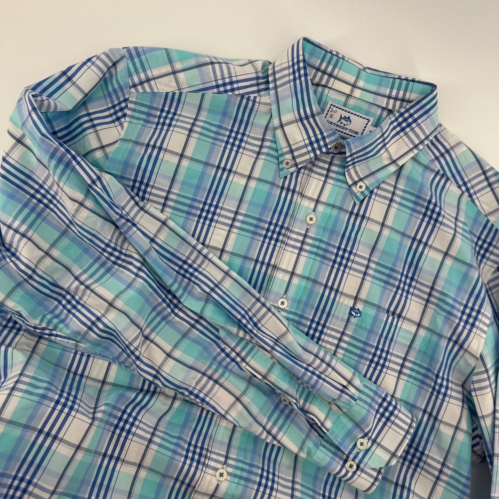 Southern Tide Men's M Plaid‎ Button Down Long Sleeve Classic Fit Shirt M